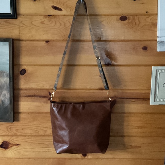 Brown Vegan Leather Crossbody Bag - Picture 1 of 7